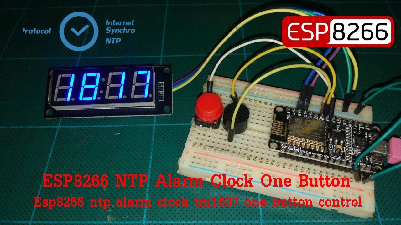 วิธีการทำพร้อมโค๊ดนาฬิกาปลุกอินเตอร์เน็ท esp8266 ntp alarm clock 7-segment one button control
