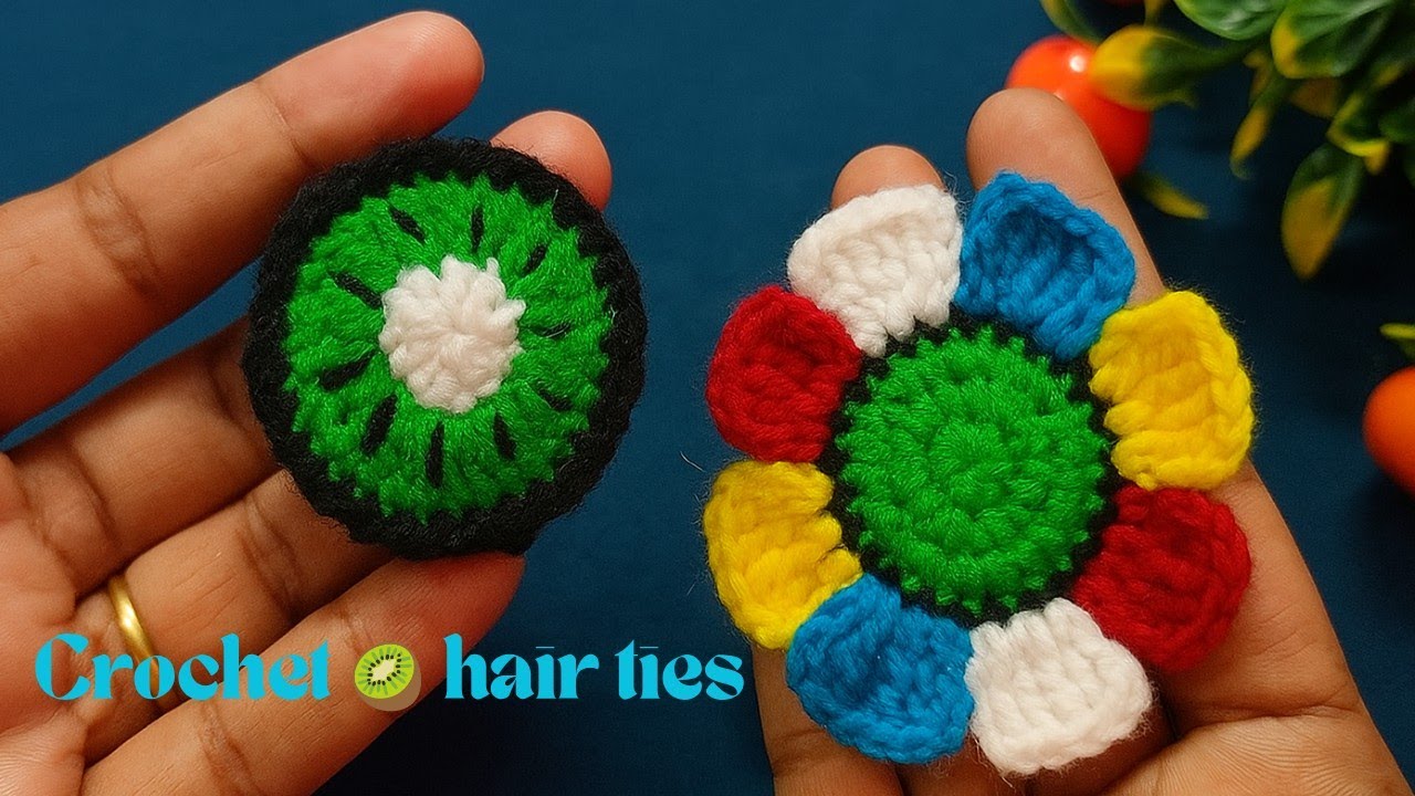 Crochet hair tie tutorial | crochet kiwi🥝 hair tie |#crochet #crochetutorial #crochethairtie