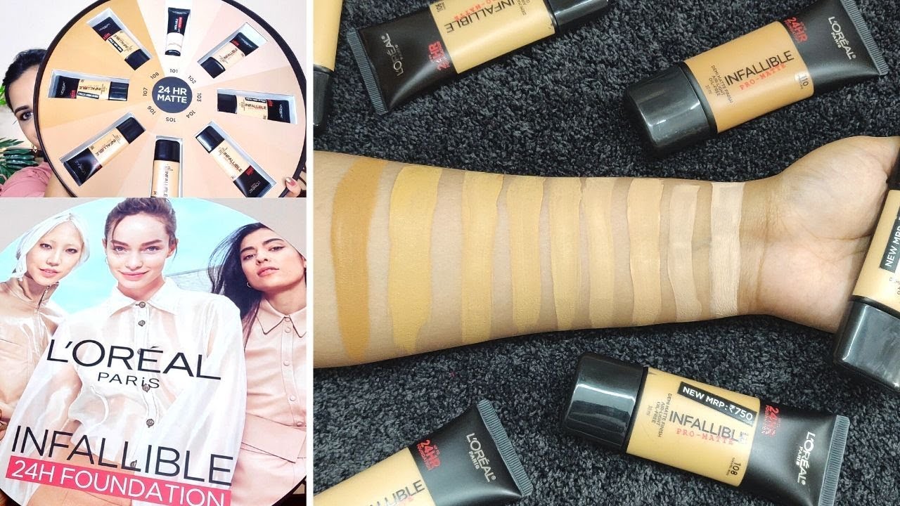 Loreal Paris Infallible Pro Matte Foundation || ALL 9 SHADES || OXIDATION TEST