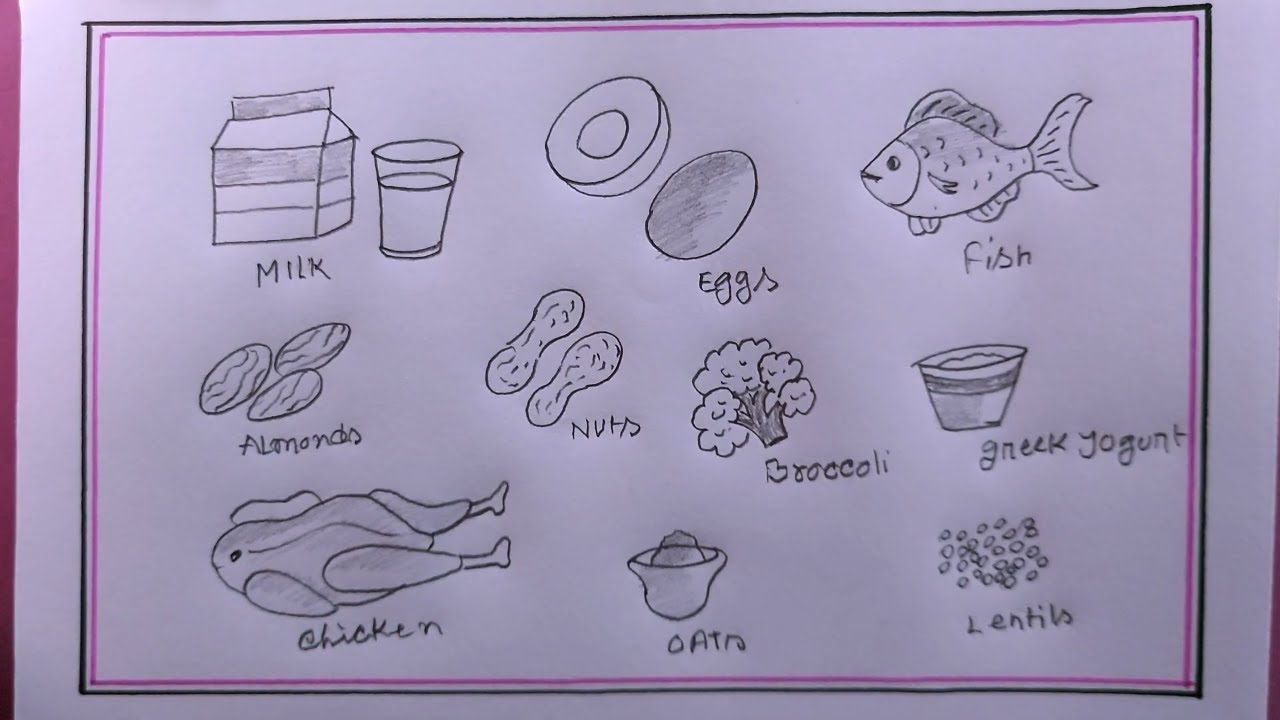 how to draw sources of protein/protein food drawing