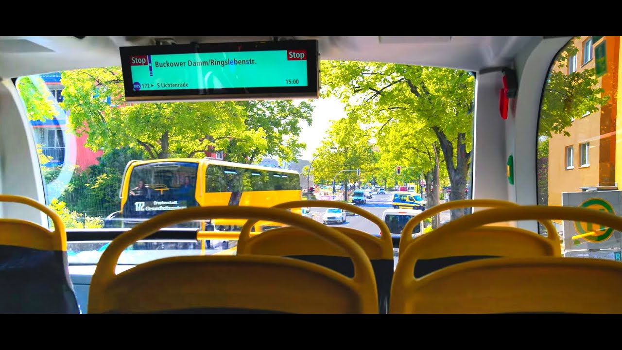 Germany, Berlin, double decker bus 172 ride from Johannisthaler Chaussee to Kloster-Zinna-Str.