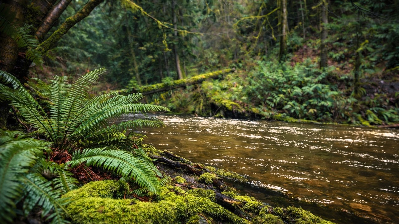 Relaxing Deep Forest River Ambience - Gentle Current & Quiet Woodland Atmosphere (3 Hours)