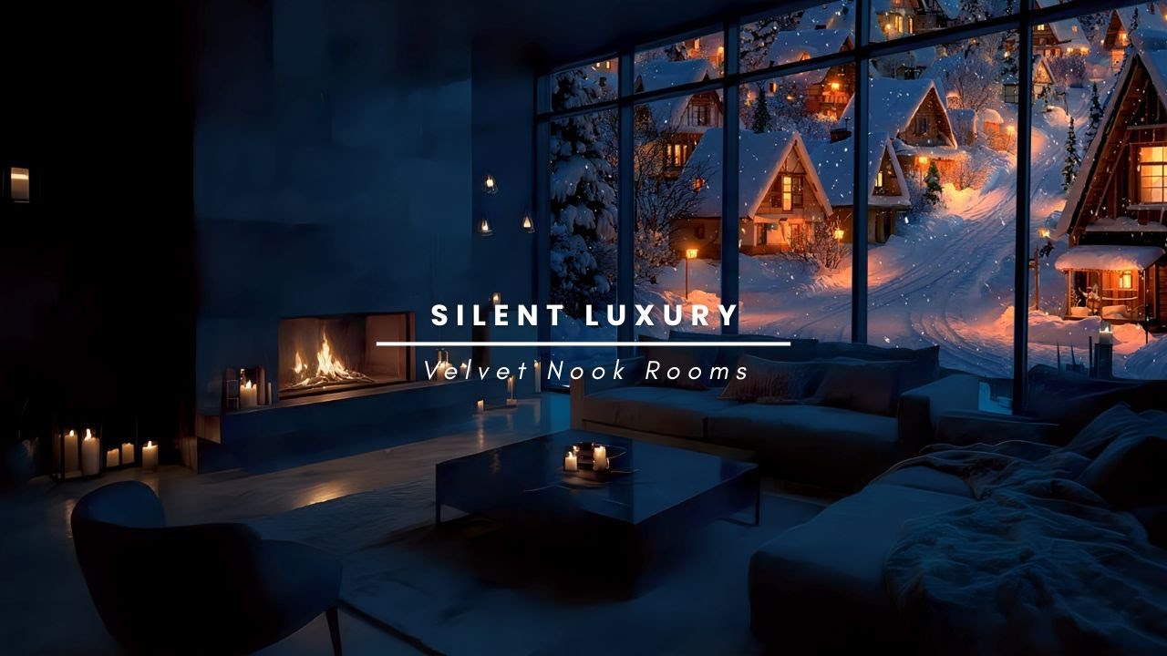 Cozy Luxury Cabin Ambience ❄️ | Fireplace Crackles & Snowfall for Restful Sleep