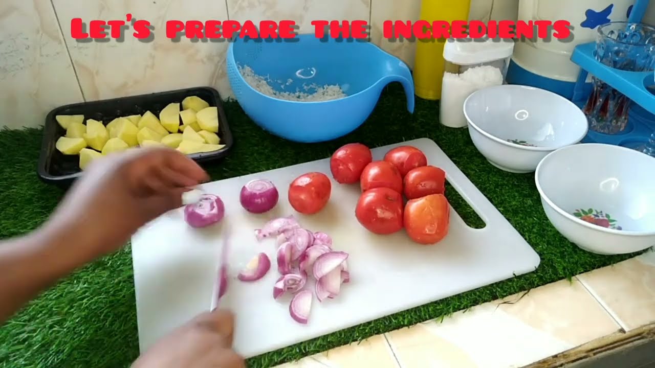 how to prepare simple rice and potatoes 🥔 recipe (yummy 😋)