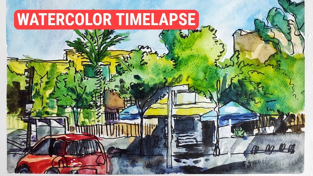Watercolor timelapse #1 // Urban sketches of Rethymno , Crete🌊🏖️⛱️🌅