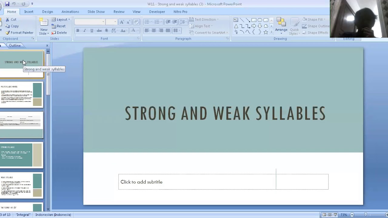 Phonetics and Phonology - Strong and Weak Syllable