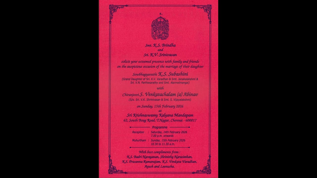 Wedding of K. S. Subashini & S. Abinav