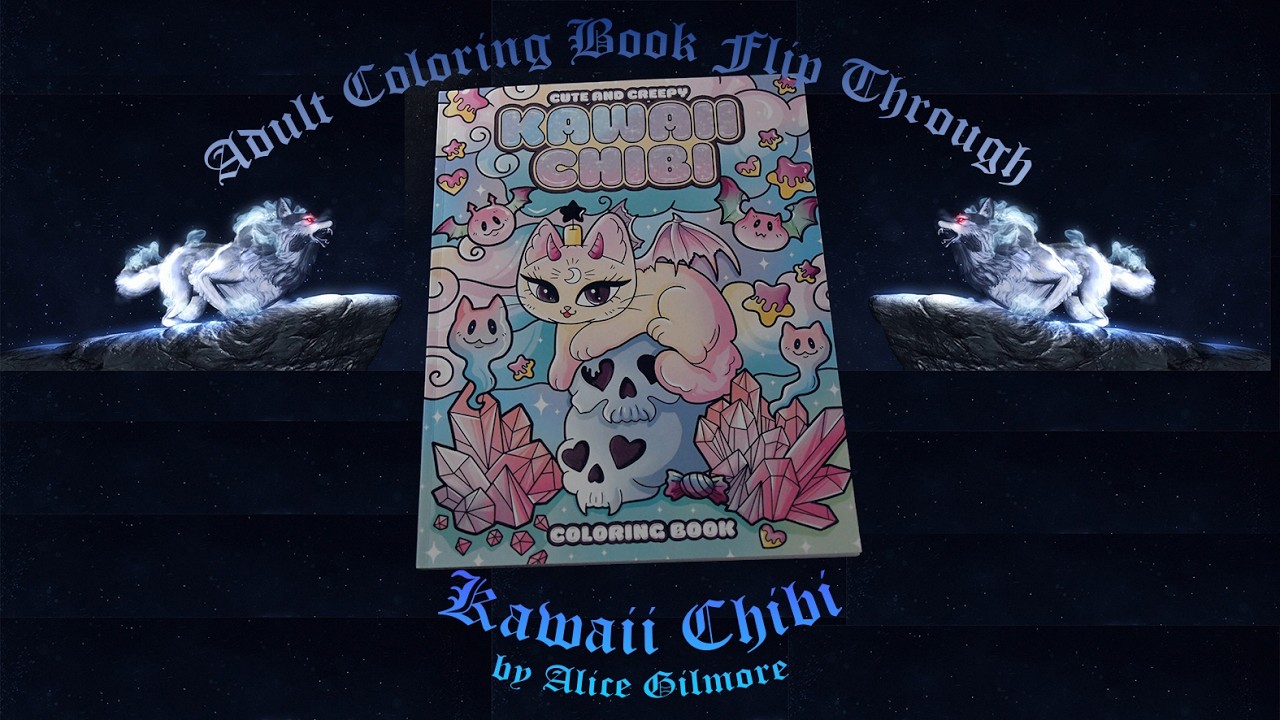 📖🔎 Pastel Goth Adult Coloring Book,  Flip through  =   Kawaii Chibi