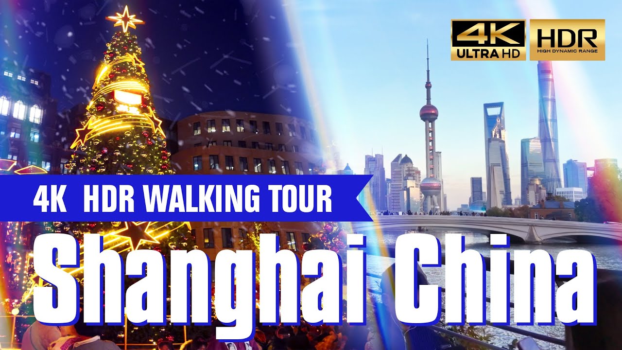 Shanghai 🇨🇳 Day to Night Walk: From Peaceful River to Lively Christmas Market [4K HDR 60fps]