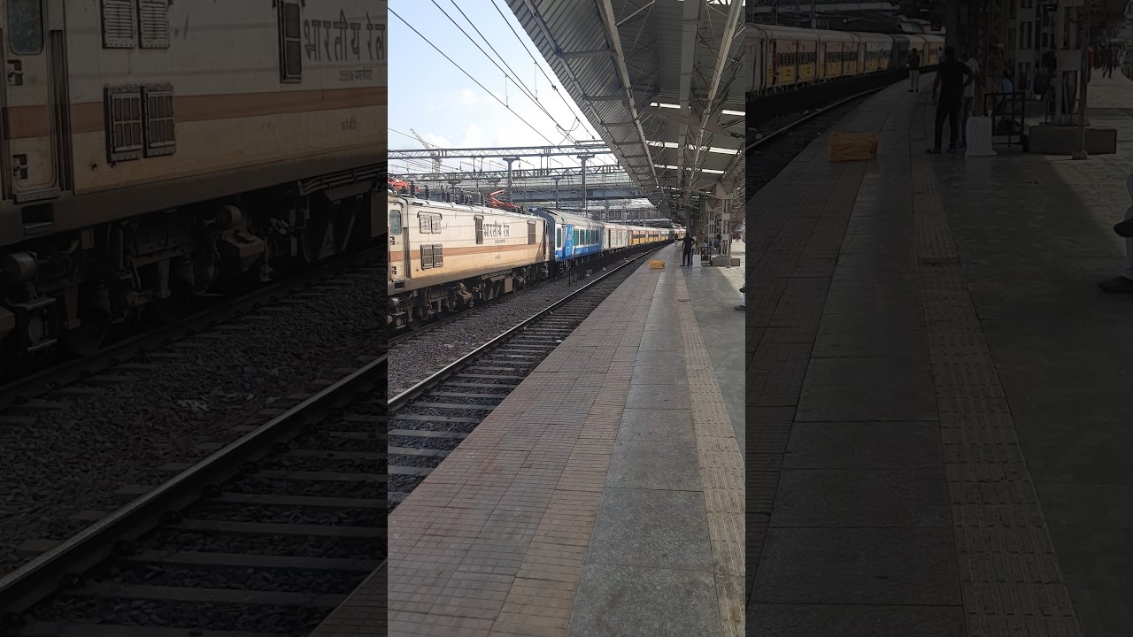 The renowned Mumbai Pune Pragati Express with Vistadome Coach powered by WAP7 departs Thane #shorts