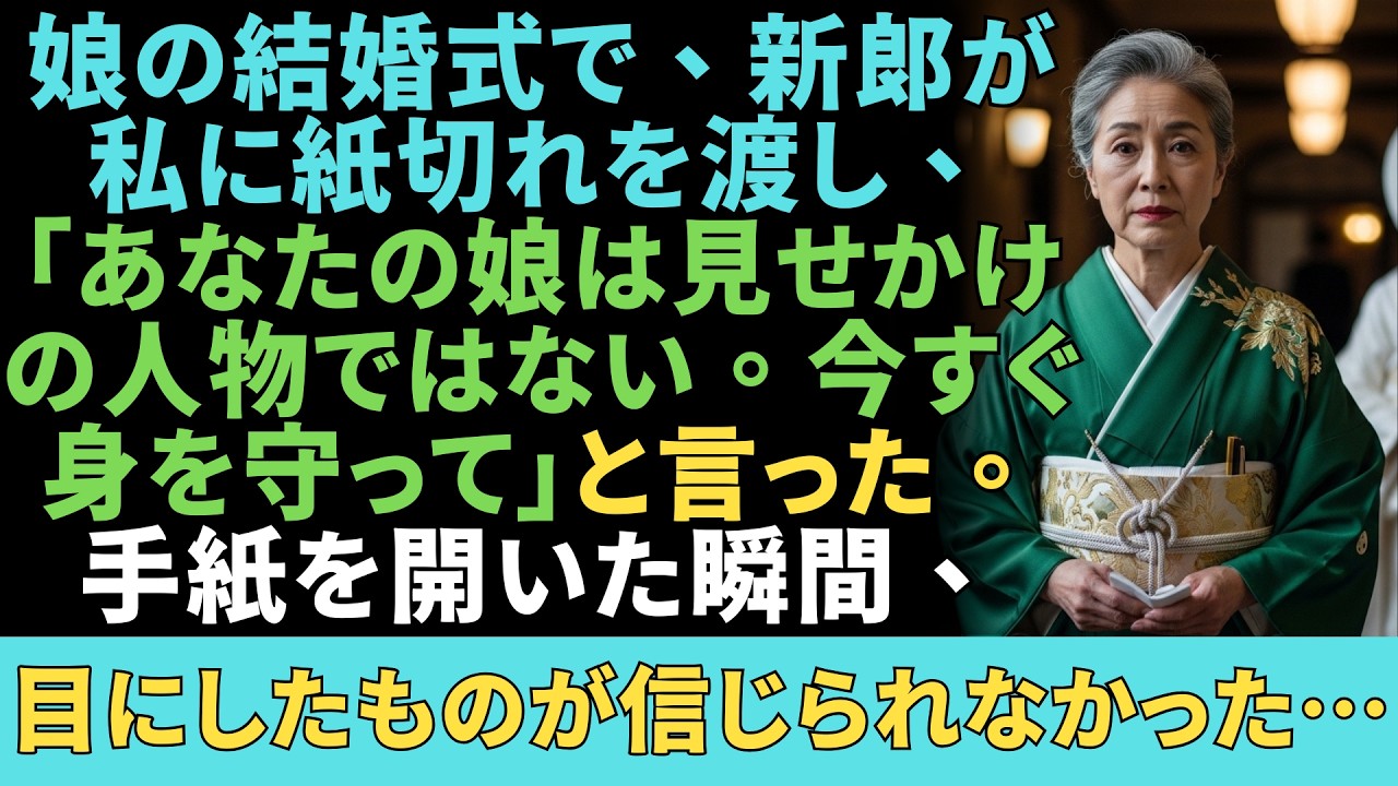 娘の結婚式で新郎が私に渡した紙切れ：「彼女は見せかけの人間じゃない」