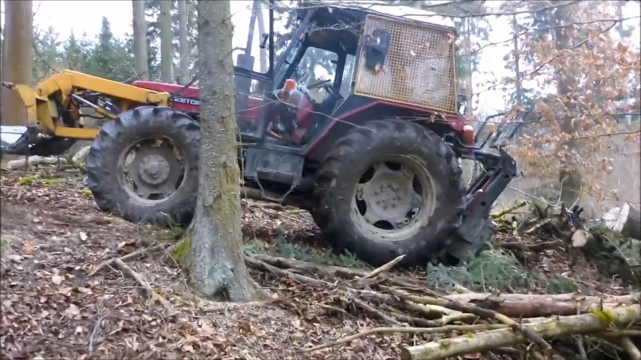Forest job / Pr&aacute;ce v lese ve svahu - Stihl 462 a Ukt Zetor 7745 #199