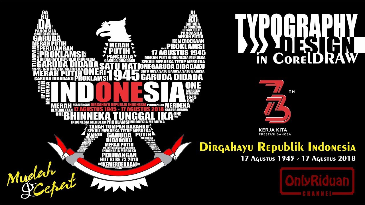 Desain Tipografi Teks Bentuk Garuda dengan CorelDRAW - Typography Design