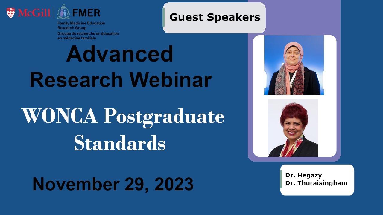 FMER Advanced Research Webinar: WONCA Postgraduate Standards
