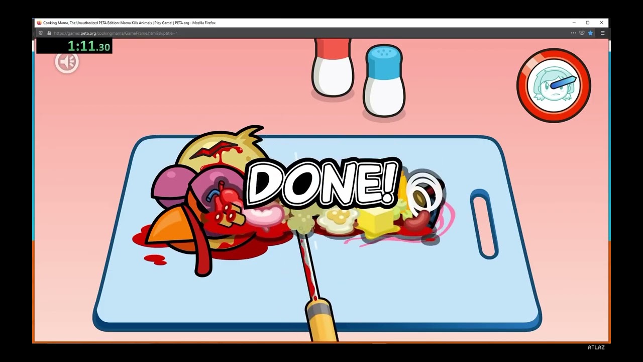 Cooking mama PETA speed run 2m 2s world record attempt 