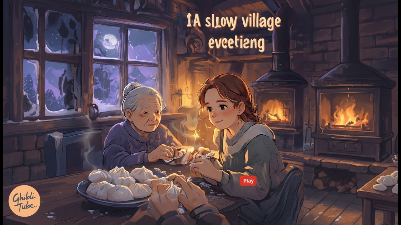 A snowy village evening | Making handmade dumplings and feeling the warmth of home 🏡
