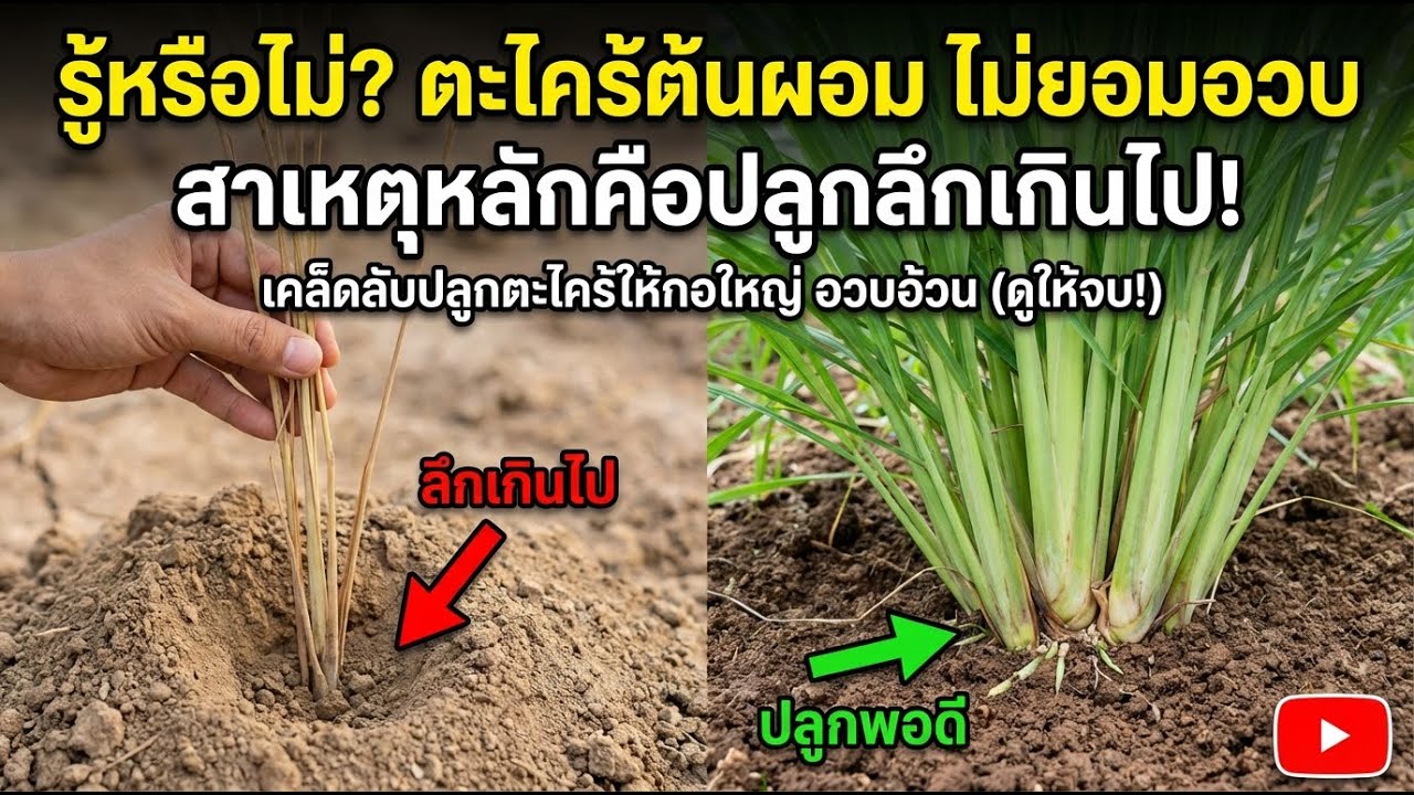 ต้นตะไคร้สูงผอมเพราะปลูกลึกเกินไป? วิธีแก้แล้วต้นอวบแข็งแรง!