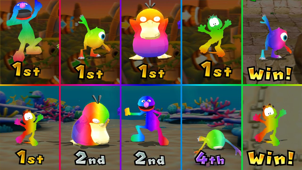 Mario Party 9 - Garfield vs Psyduck vs Mike Wazowski vs Grover #MarioGame
