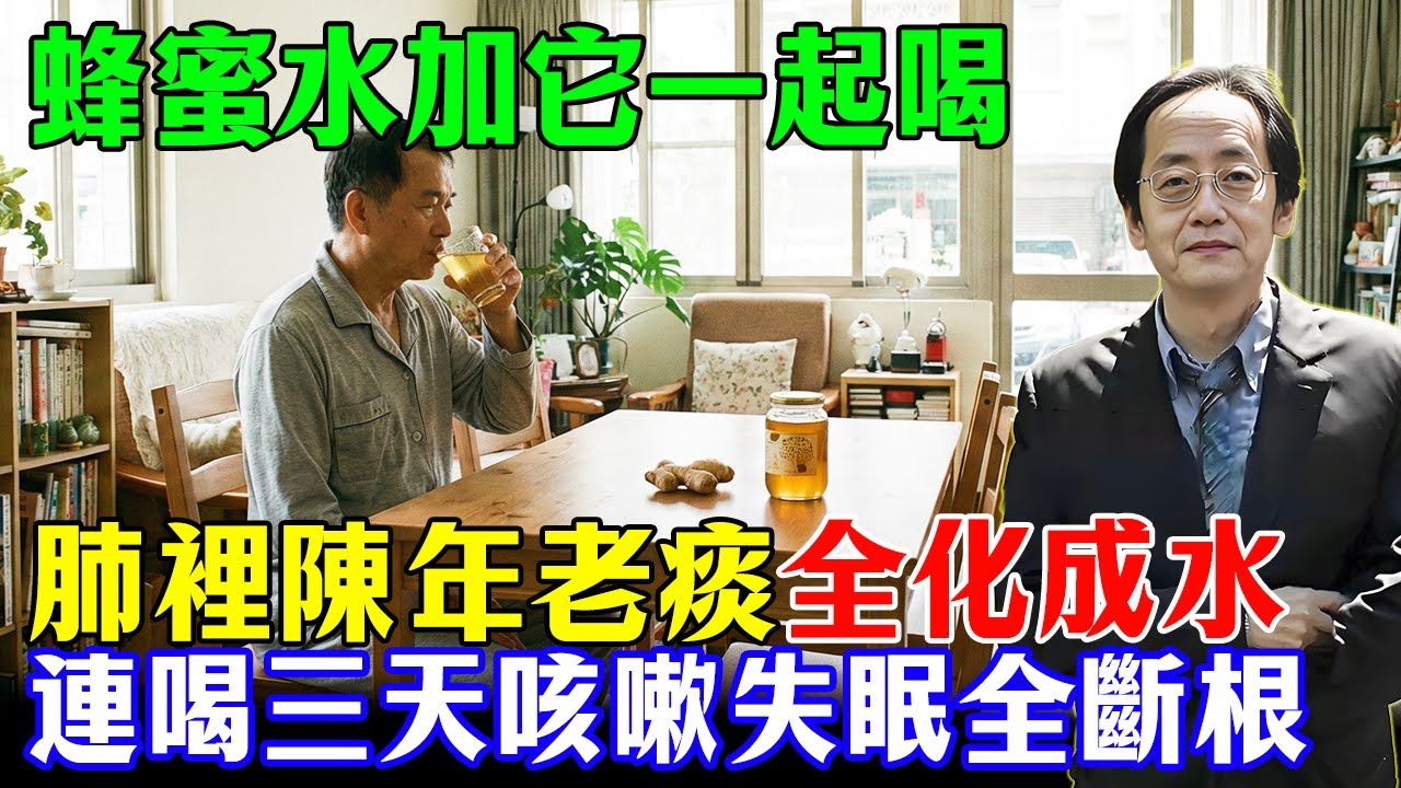倪海廈：蜂蜜水喝錯了就是「生濕水」！早起加一勺「它」再喝，把肺裡的「陳年老痰」全化成水！連喝3天，咳嗽失眠全斷根！#倪海廈 #中醫養生 #排濕氣 #蜂蜜水 #老人養生 #排毒 #生薑 #祛痰