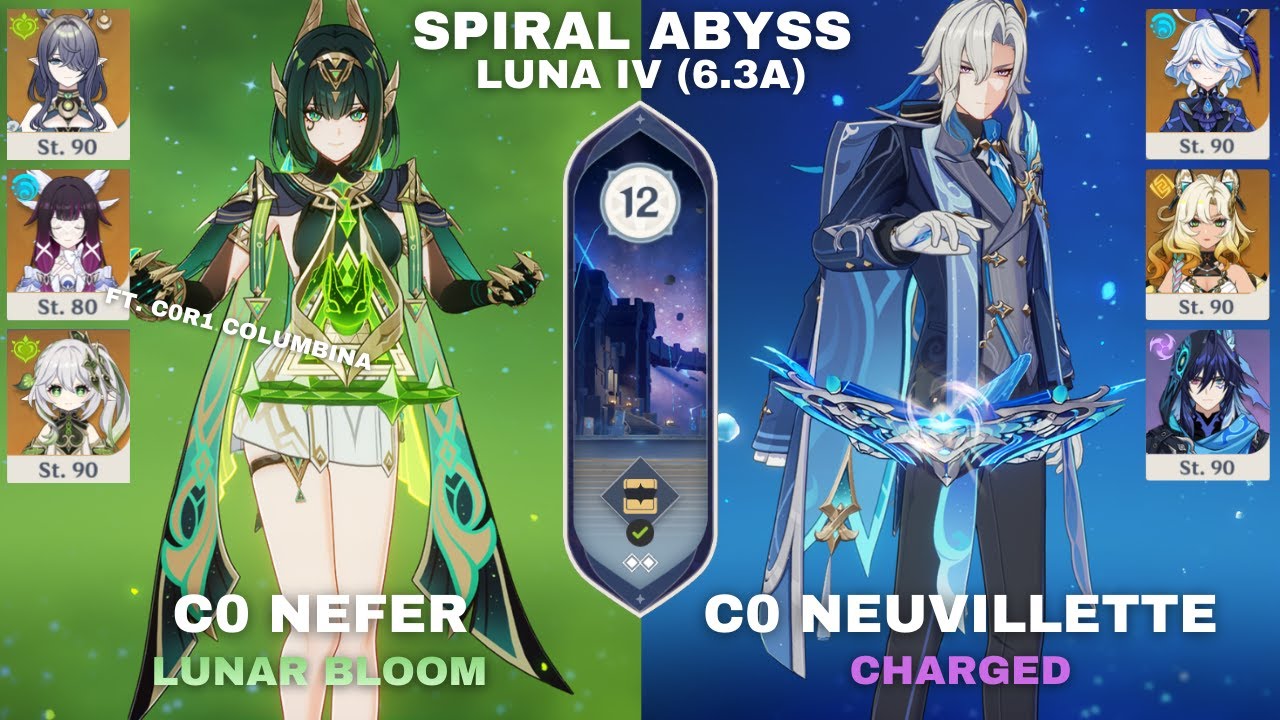 Genshin Impact Gewundener Abgrund/Spiral Abyss Luna IV (6.3A) C0R1 Nefer | C0R1 Nefer