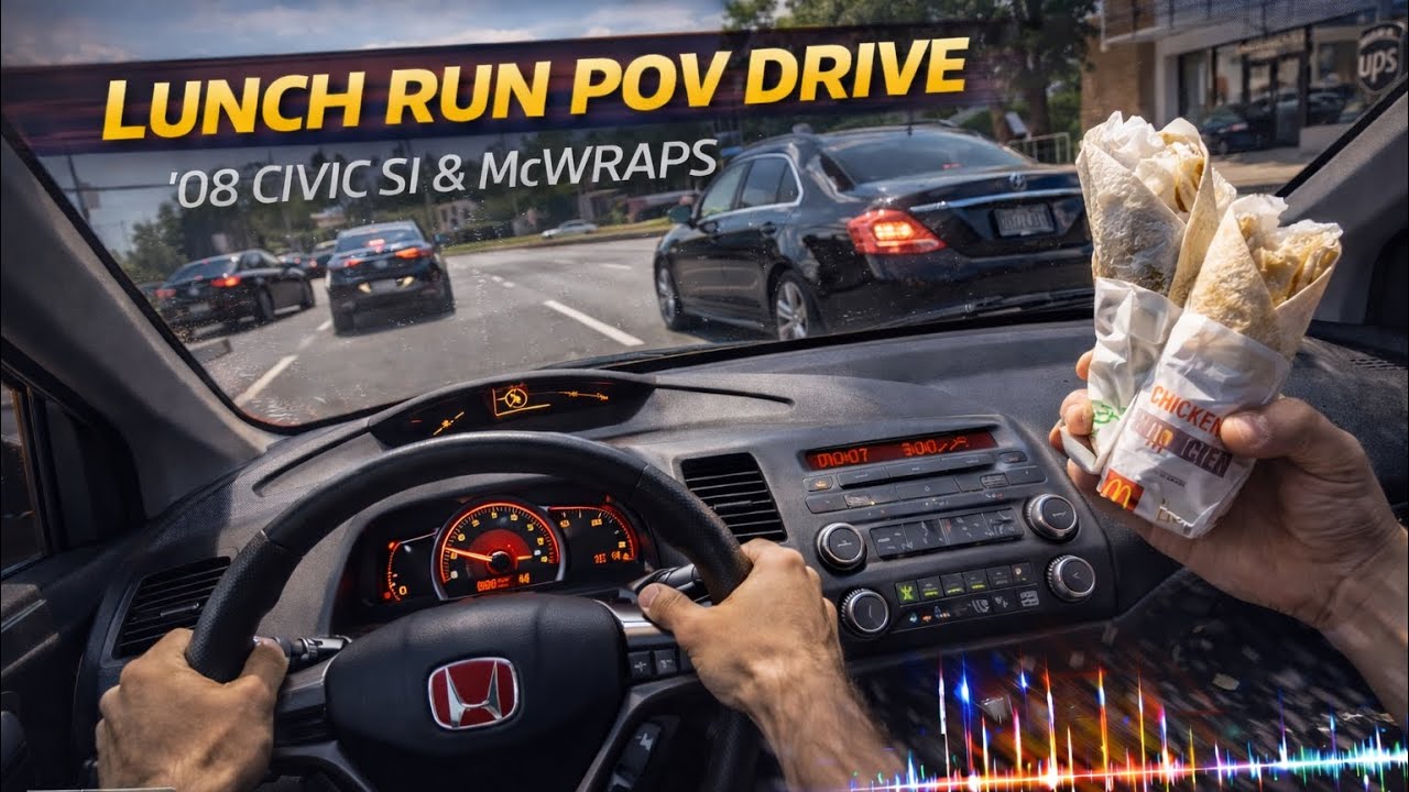2008 Civic Si - POV Lunch Run to UPS  Sunny Drive & Close Call (4K)