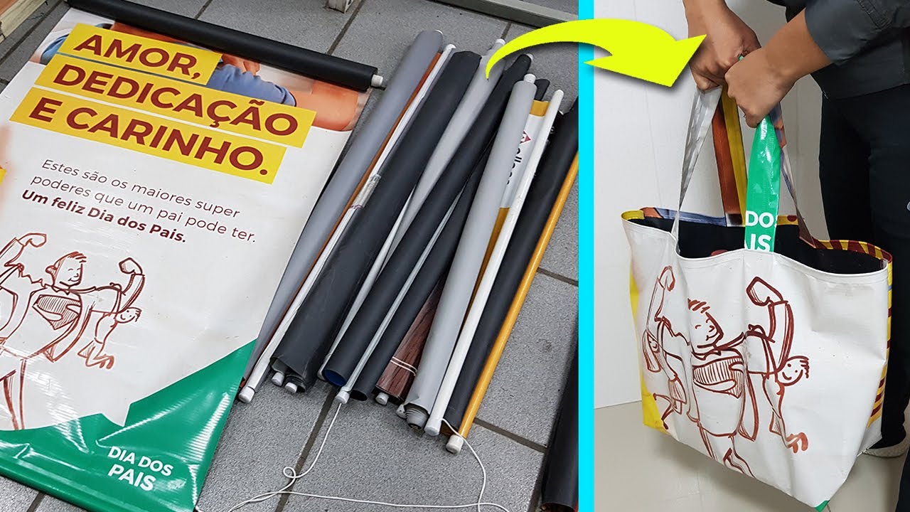 COMO FAZER ECOBAG COM BANNERS E LONAS DE DESCARTE (COM SOLDA BANNER)