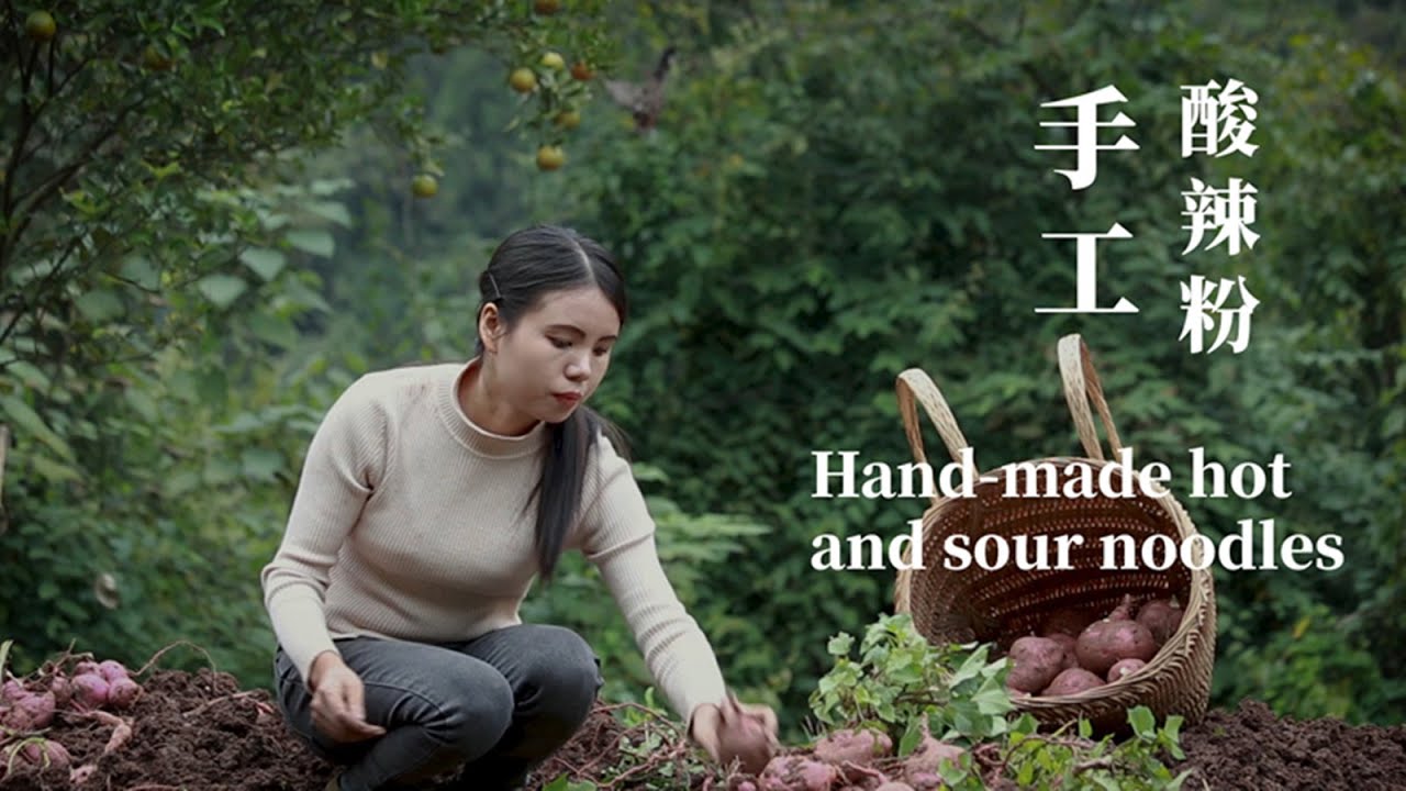 Sweet potato harvest, I use a traditional way to Hand-made noodles, In hot and sour soup ▎Lizhangliu