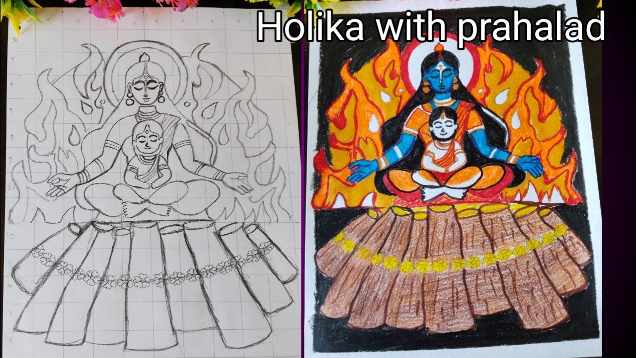 How to make holika dahan picture #full long video #step by step 🥰