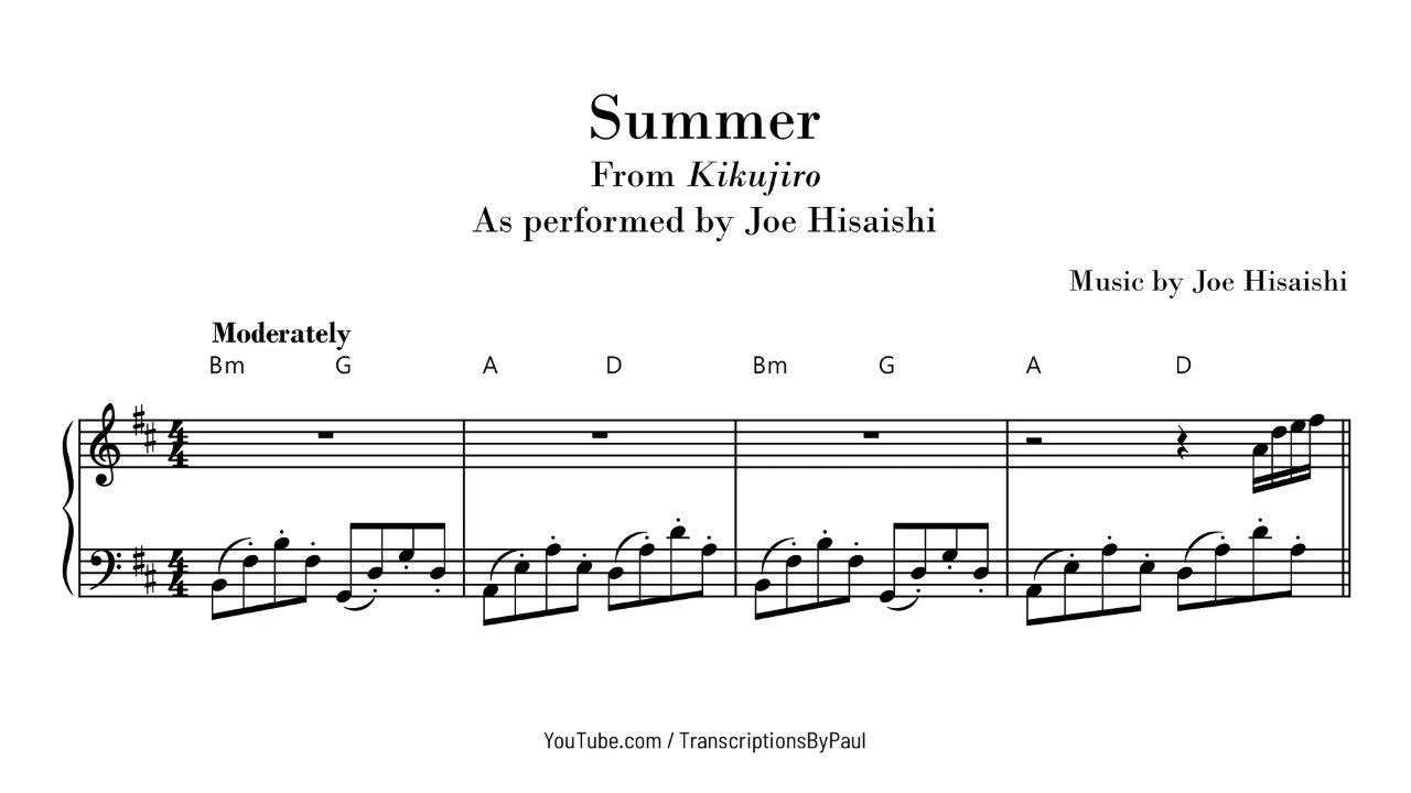 Summer - Joe Hisaishi - Sheet music transcription