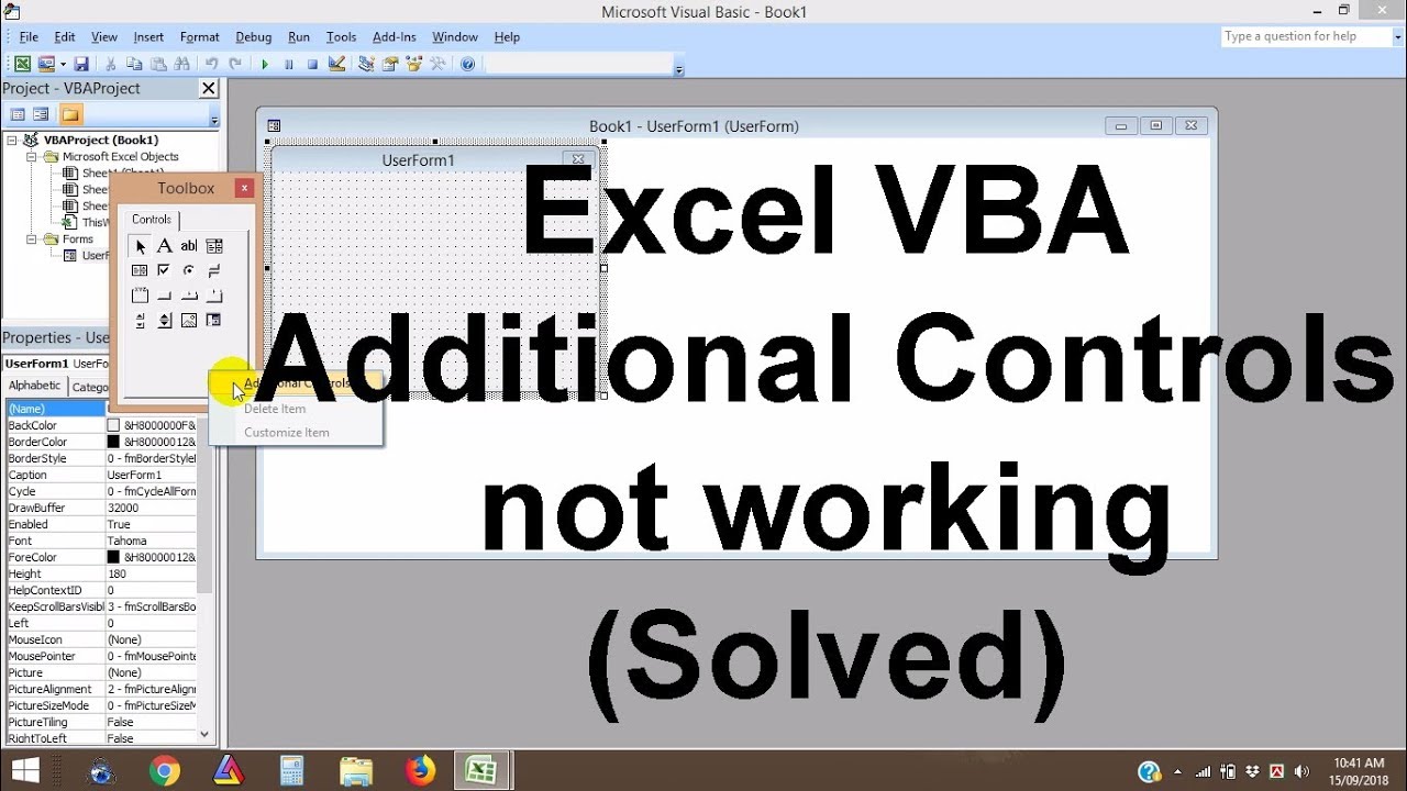 Excel VBA Additional Controls not working (solved)