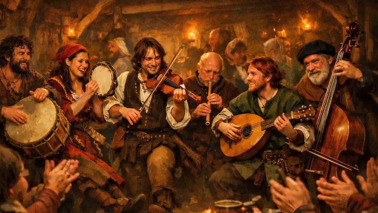 Festive Medieval Revelry | Lively Fiddles, Lute & Hand Drums Dance