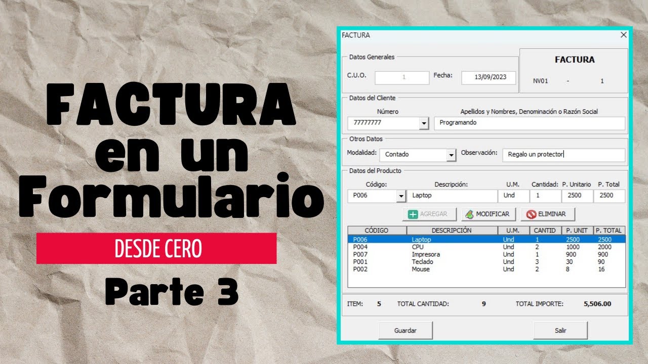 Crea una Factura en un Formulario Desde Cero en Excel - Botón Modificar Eliminar - Parte 3🧾✍🚫