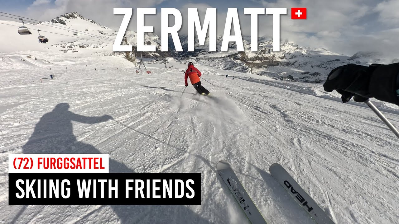 CRAZY SKIING with Friends on Piste (72) Furggsattel in Cervinia Zermatt [Subtitles]