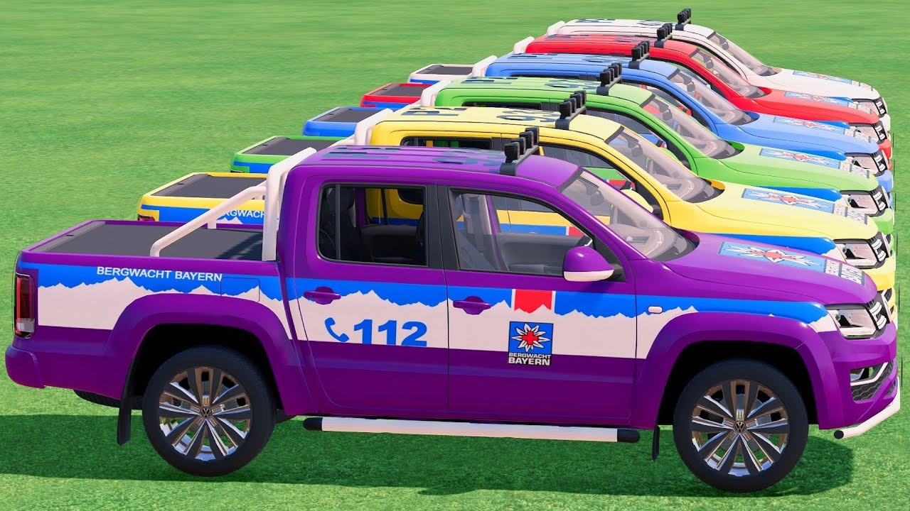 GO! POLICE CARS, AMBULANCE, FIRE TRUCK, COLORFUL CARS WITH TRUCK & TRAIN FARMING SIMULATOR 22! #138
