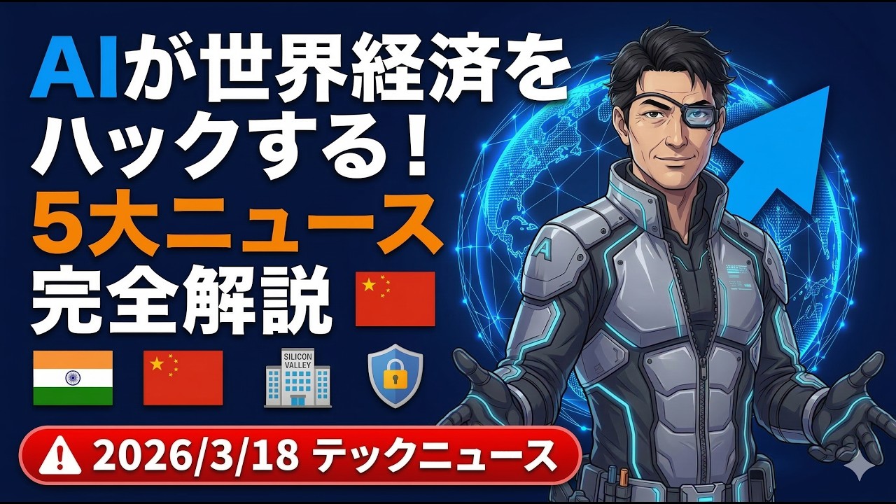 【2026/3/18 テックニュース】AIが世界経済をハックする！インド崩壊？中国家電革命？シリコンバレーの狂乱資金まで5大ニュース完全解説