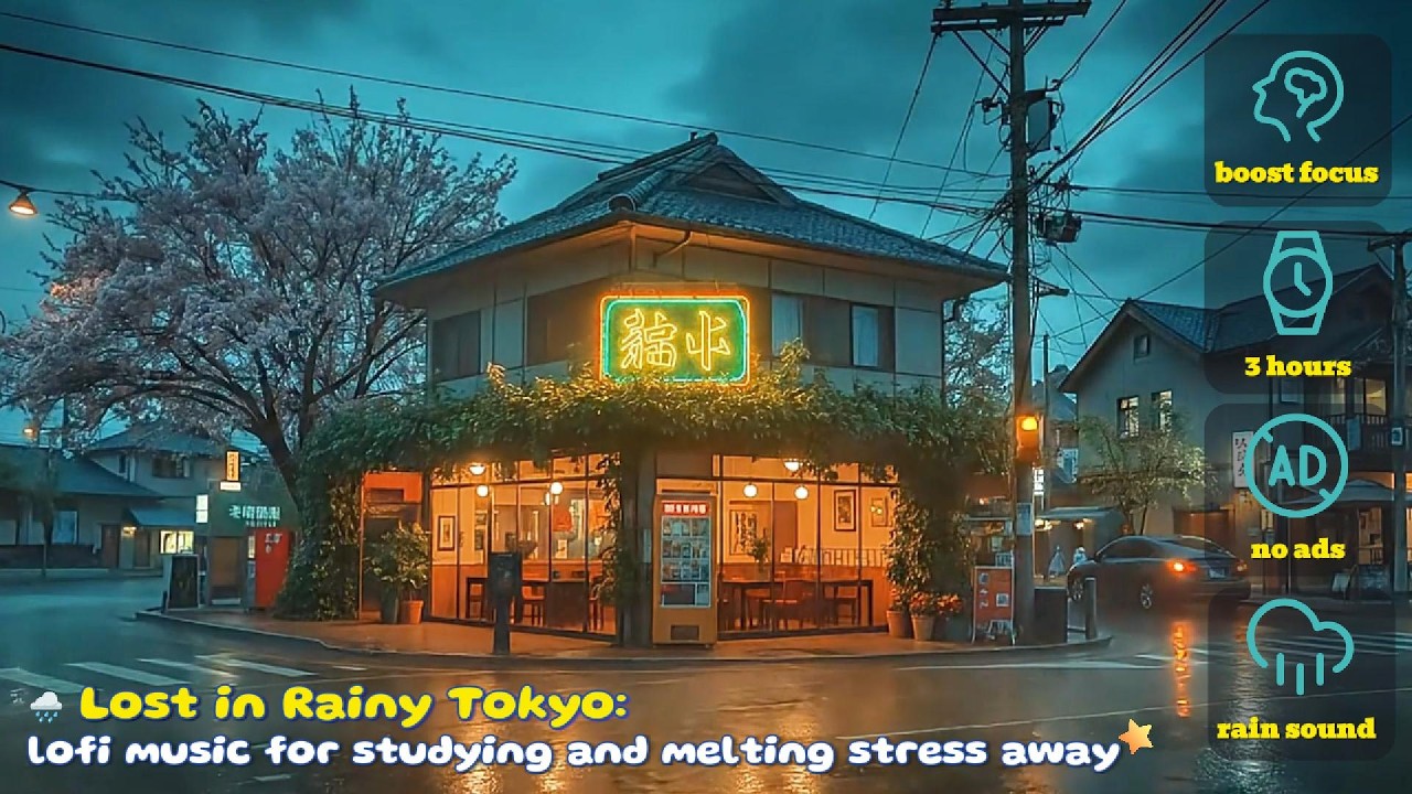 🌧️ Lost in Rainy Tokyo lofi music for studying & melting stress away 🌙