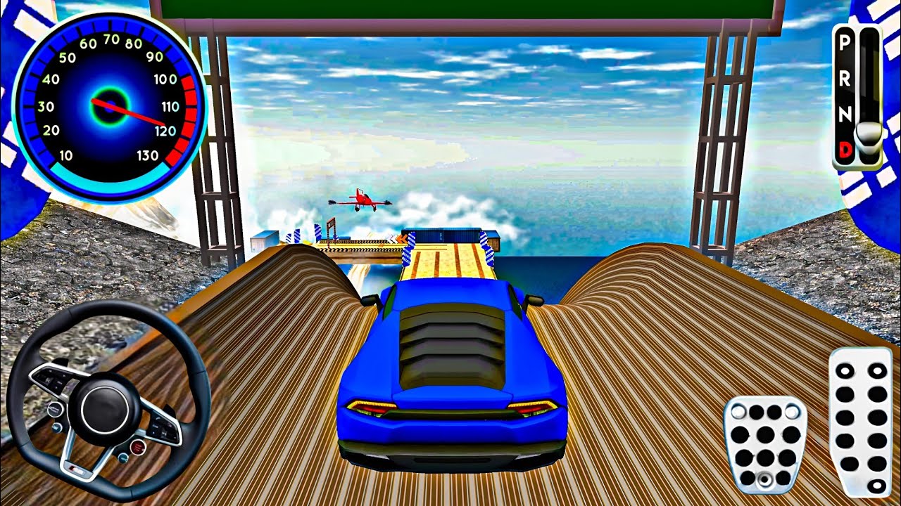 Blue Car - Mega Ramp Car Stunts Race Game 3D || Super Car Drive In Stunt Android Gameplay Part- 5