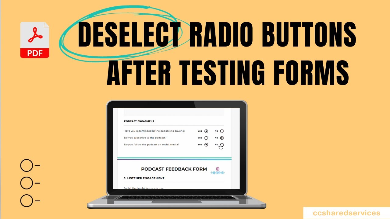 How to deselect radio buttons after testing in Adobe Forms