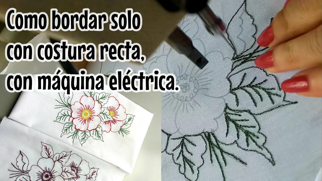 Como bordar solo con costura recta, con máquina eléctrica, fácil y rápido.