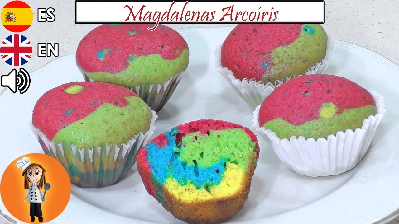 Magdalenas Arcoíris Caseras | Receta Fácil de Cupcakes Coloridos en Familia