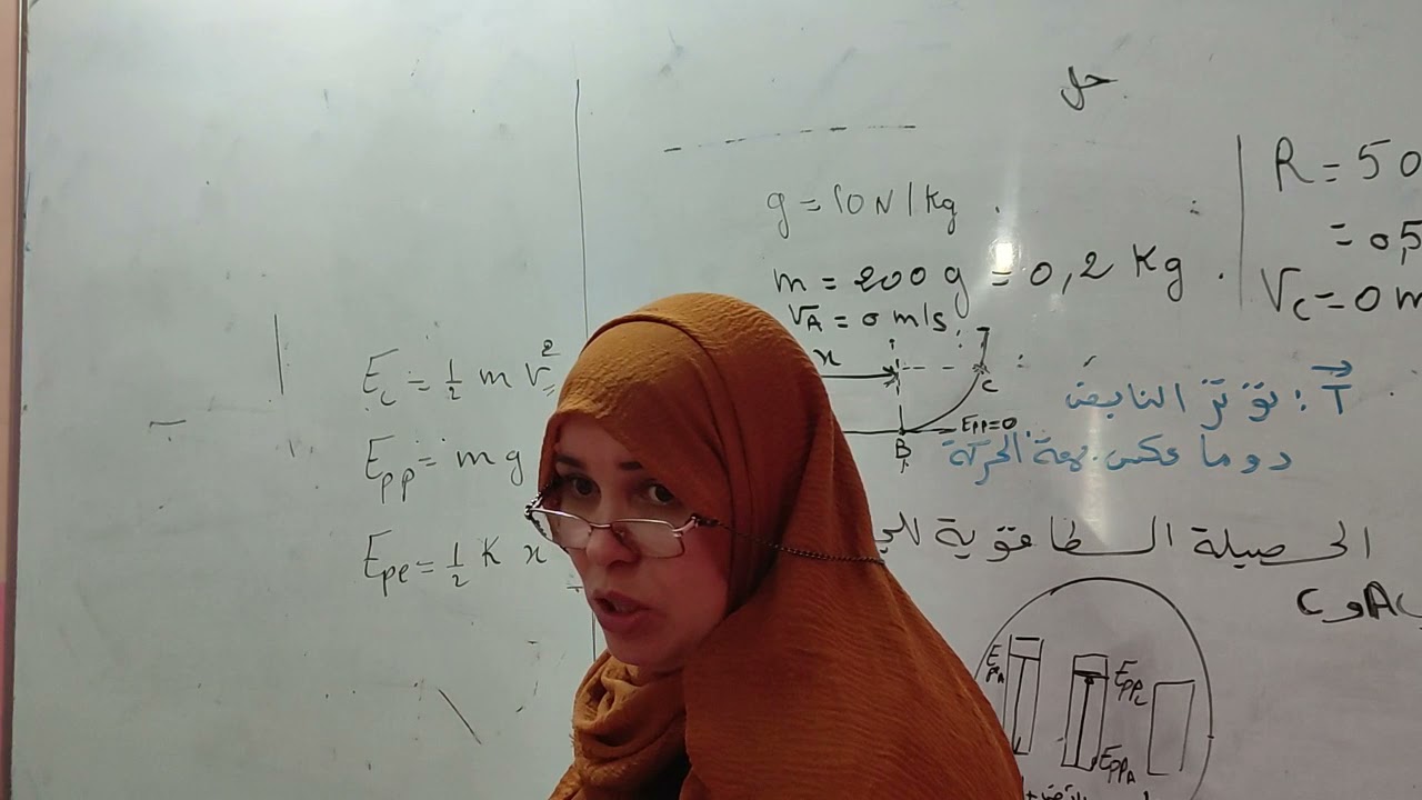تمرين اكثر من رائع عن الطاقة الكامنة المرونية والمطابقة بين العلاقة النظرية والتجريبية _حساب  الميل