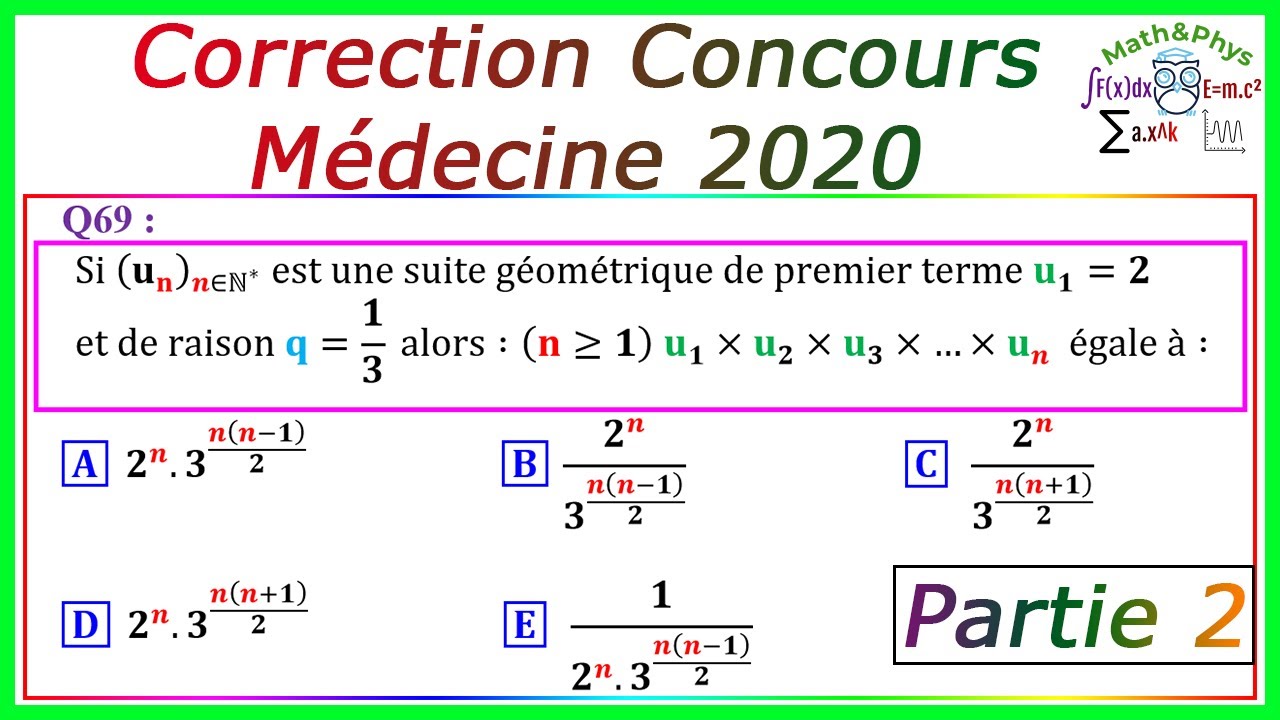 Correction Concours Médecine - Concours Médecine - Concours Médecine 2020 - 2/3