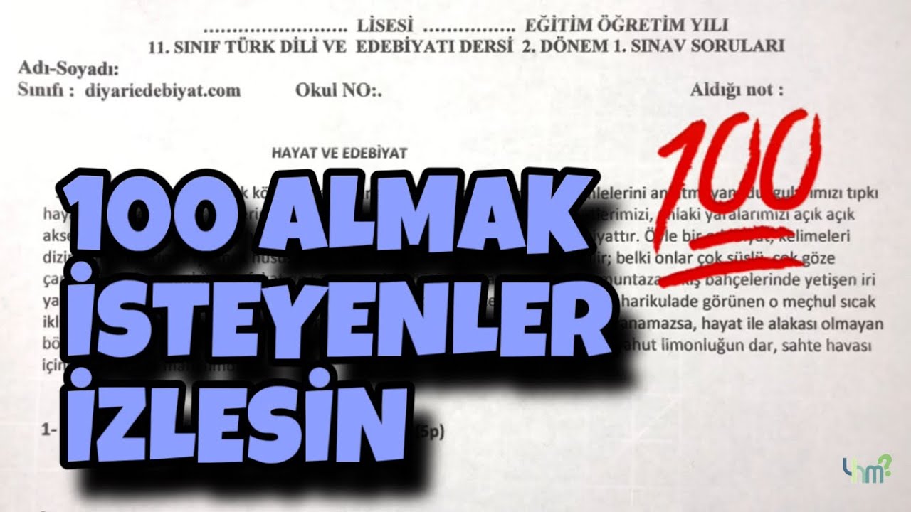11.Sınıf Edebiyat 2.Dönem 1.Yazılı