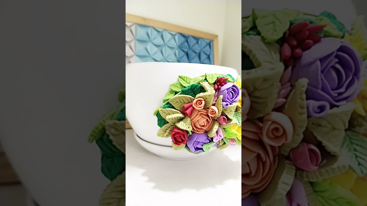 Polymer clay plant pot 😍 handmade ,polymer flowers and leaves