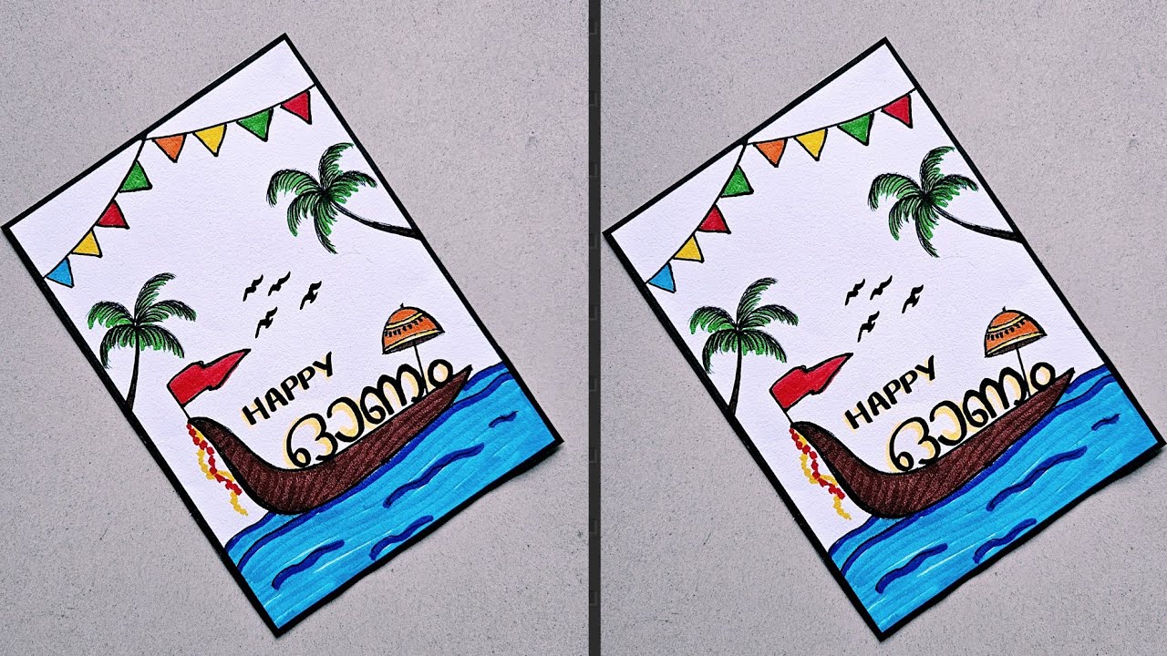 Onam Card Easy/Onam Greeting Card/Happy Onam Card Making/Handmade Onam Card Easy 