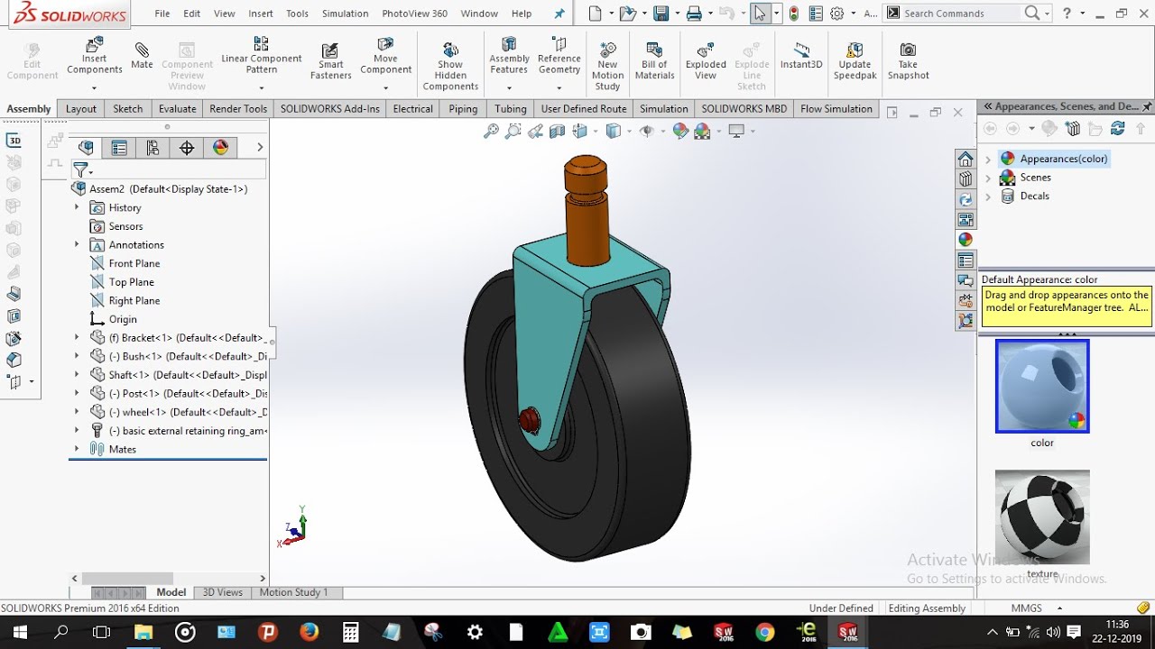 How to design Caster Wheel in solidworks