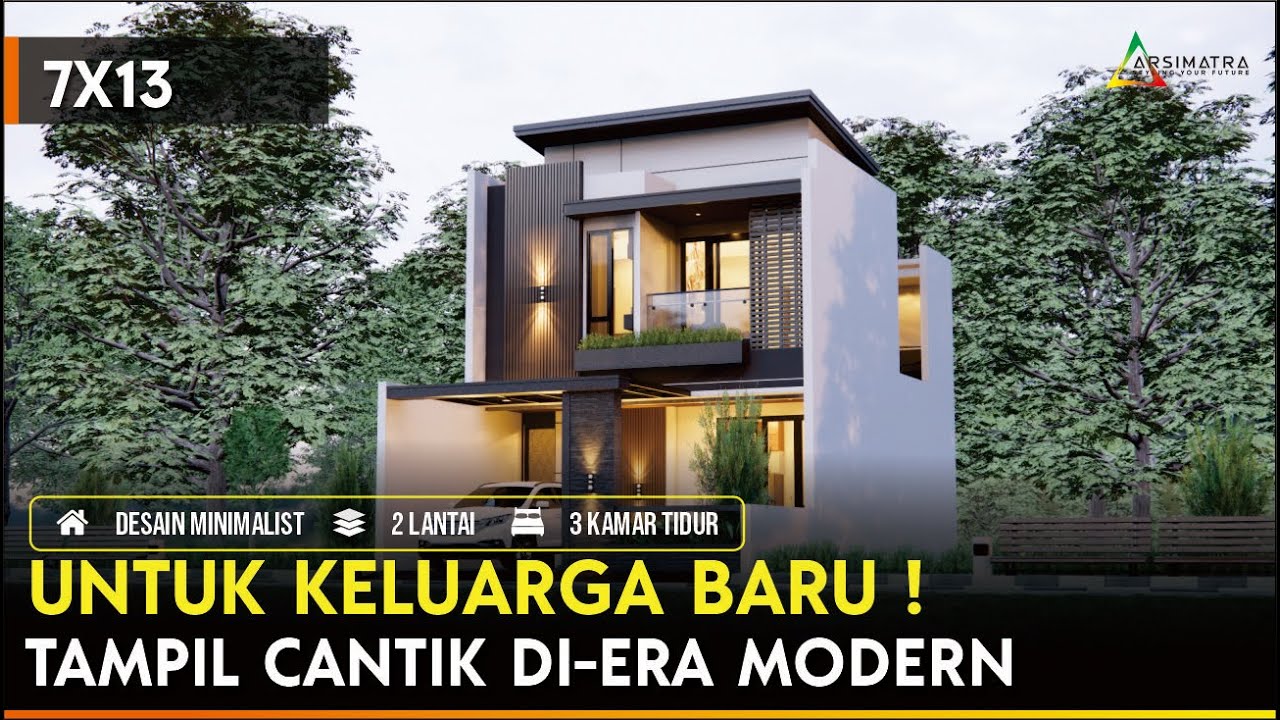 Rumah Mepet Tetangga? Coba Trik Ini! | Desain Rumah Cantik Dua Lantai di Lahan 7x13