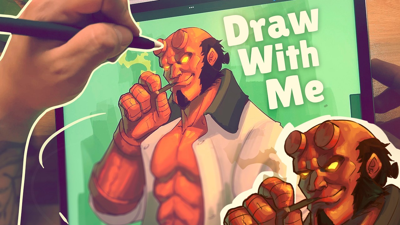 🖌️Draw With Me: Relaxing HELLBOY Drawing Process in Procreate 🖌️