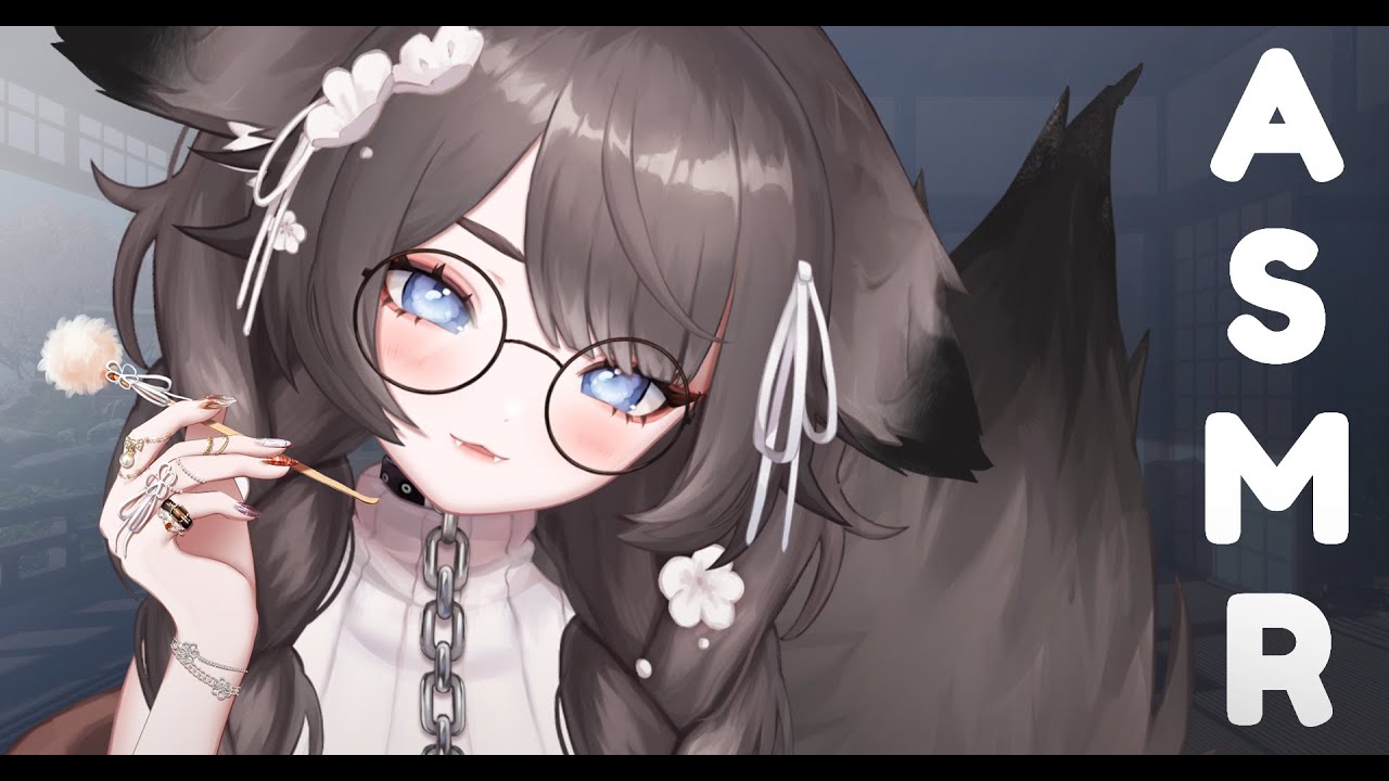 【ASMR 癒し】Wolf Girl Fluffs Your Ears With Her Tail (Soft-Talking/Fluffy/Massages)