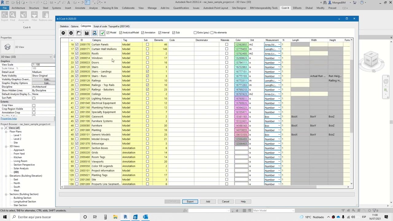 Modulo COST IT DE REVIT A PRESTO BIMPRES